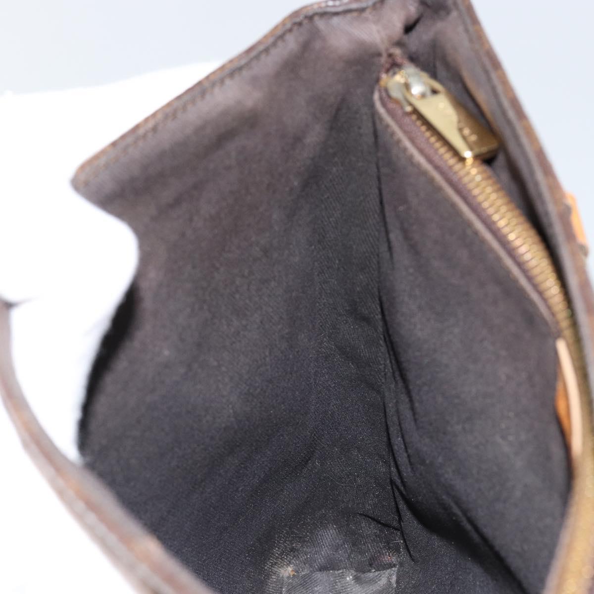 CELINE Macadam Canvas Tote Bag PVC Leather Brown Gold Auth 146613