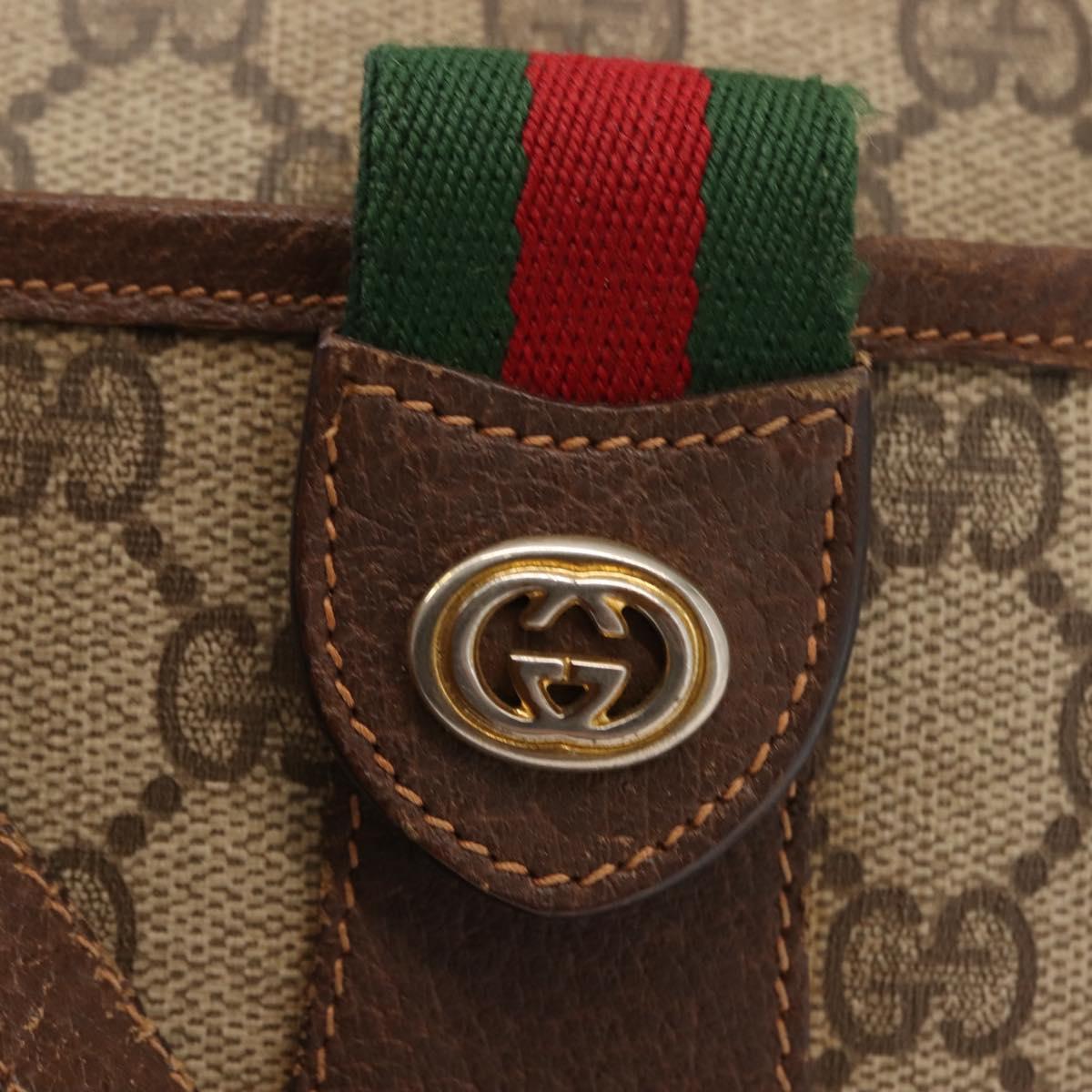 GUCCI GG Supreme Web Sherry Line Bag PVC Beige Gold 89 02 032 Auth 146615