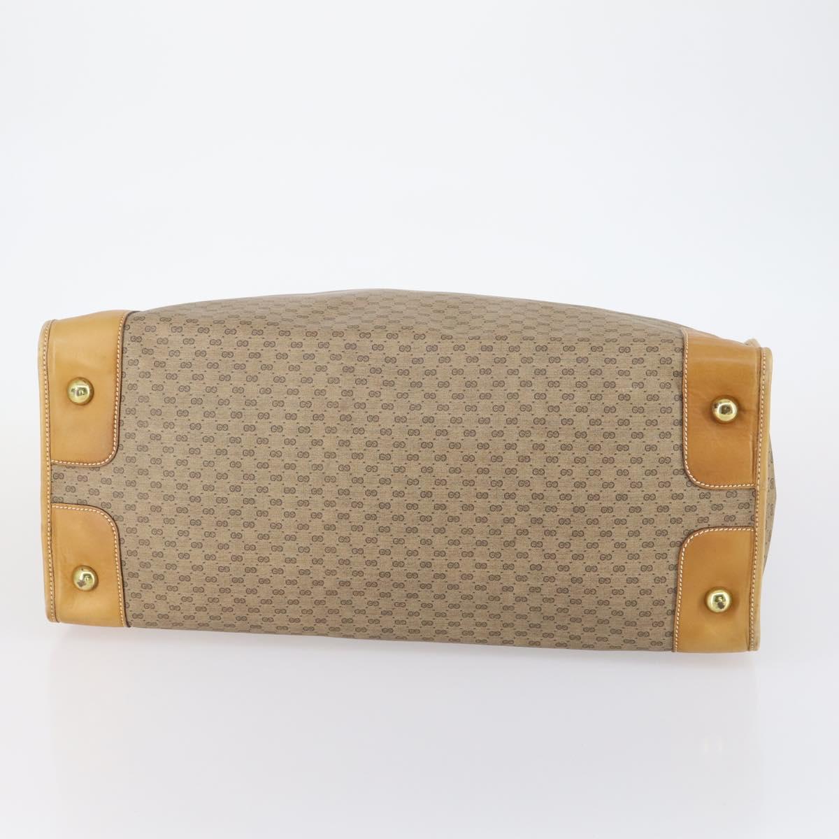 GUCCI Micro GG Supreme Hand Bag PVC Leather Vintage Beige Gold Auth 146616