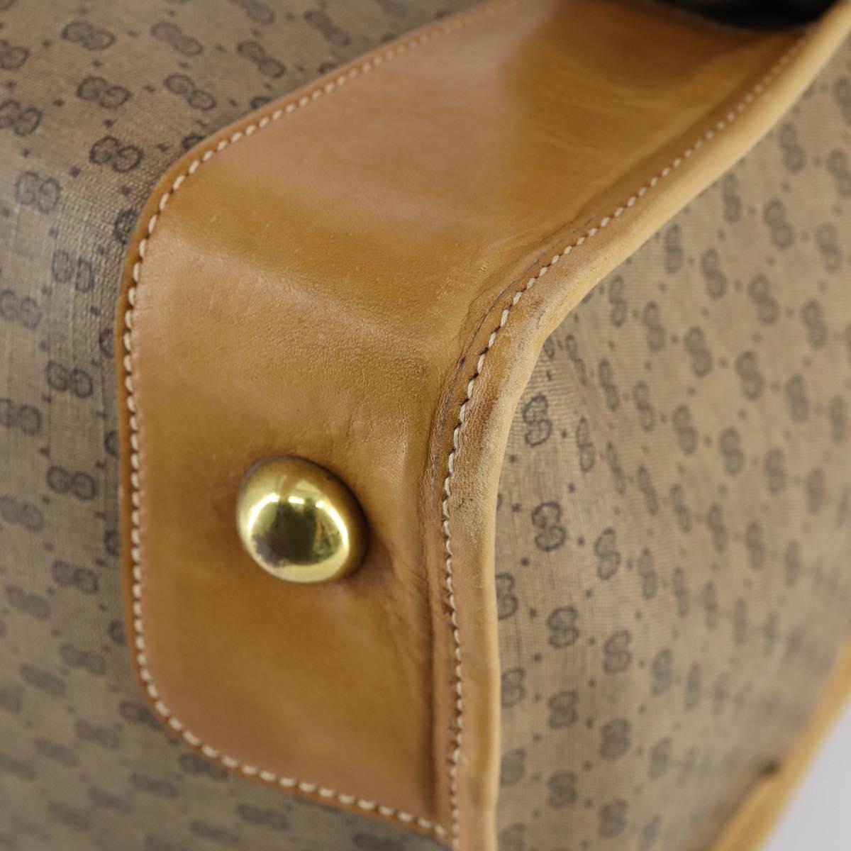GUCCI Micro GG Supreme Hand Bag PVC Leather Vintage Beige Gold Auth 146616