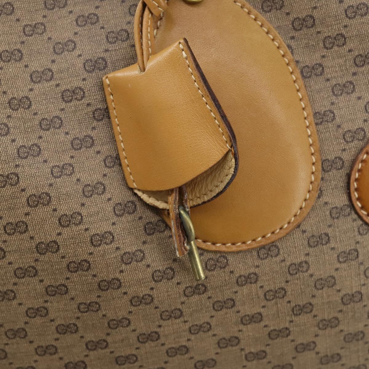 GUCCI Micro GG Supreme Hand Bag PVC Leather Vintage Beige Gold Auth 146616