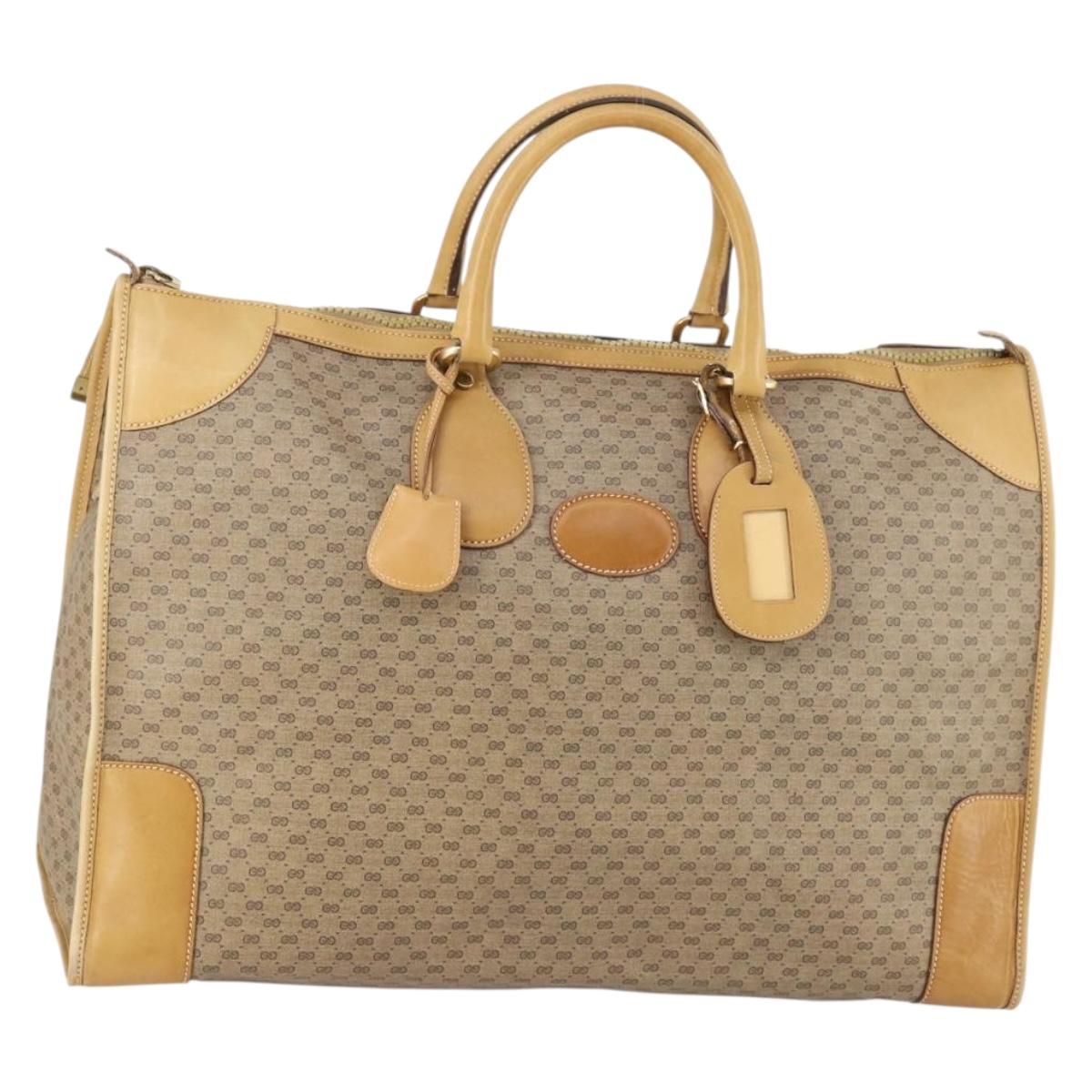 GUCCI Micro GG Supreme Hand Bag PVC Leather Vintage Beige Gold Auth 146616