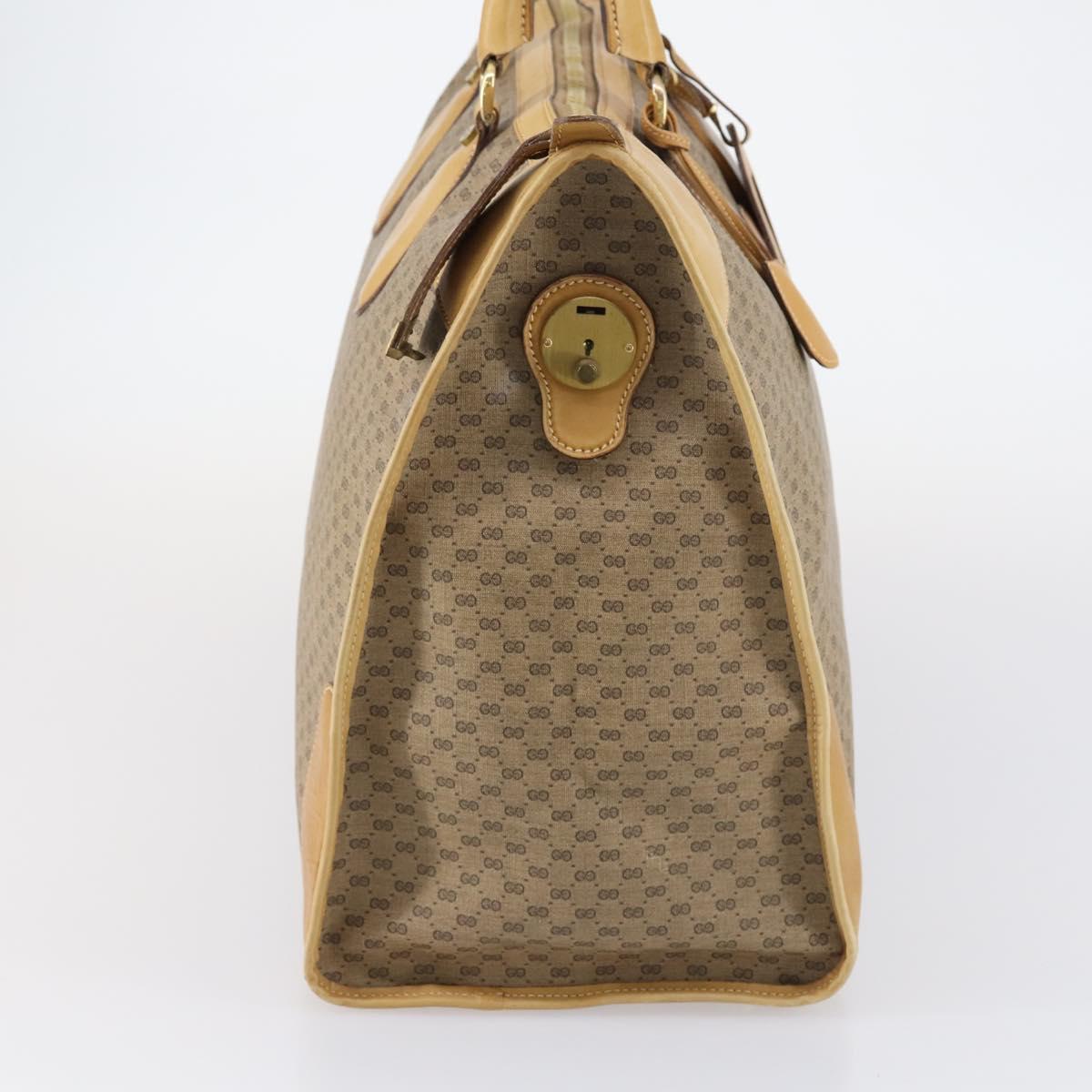 GUCCI Micro GG Supreme Hand Bag PVC Leather Vintage Beige Gold Auth 146616