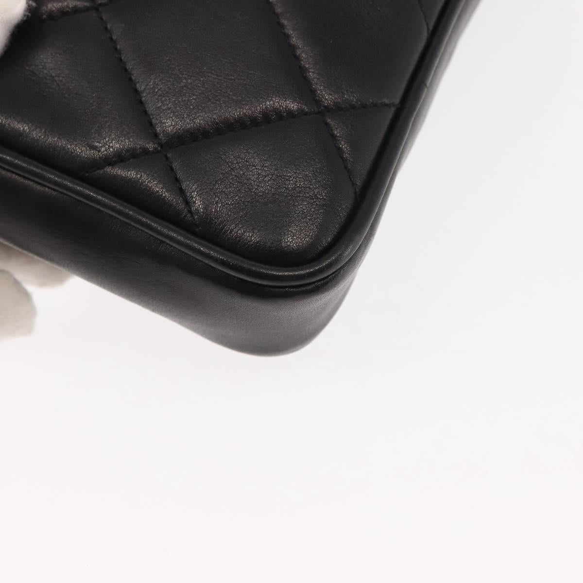 CHANEL Waist pouch Matelasse Waist bag Leather Black Gold CC Auth 146618