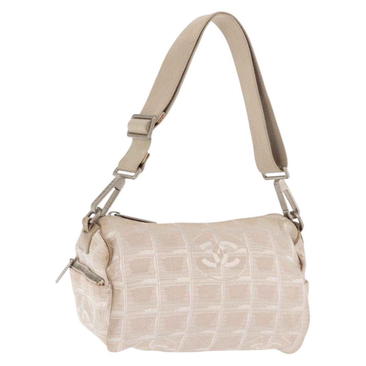 CHANEL New Travel Line Shoulder Bag Beige CC Auth 146622