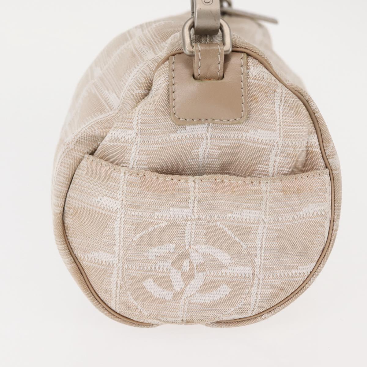 CHANEL New Travel Line Shoulder Bag Nylon Beige CC Auth 146622