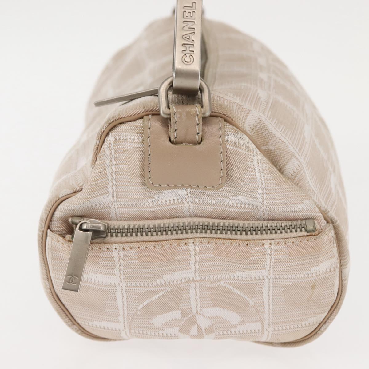 CHANEL New Travel Line Shoulder Bag Nylon Beige CC Auth 146622