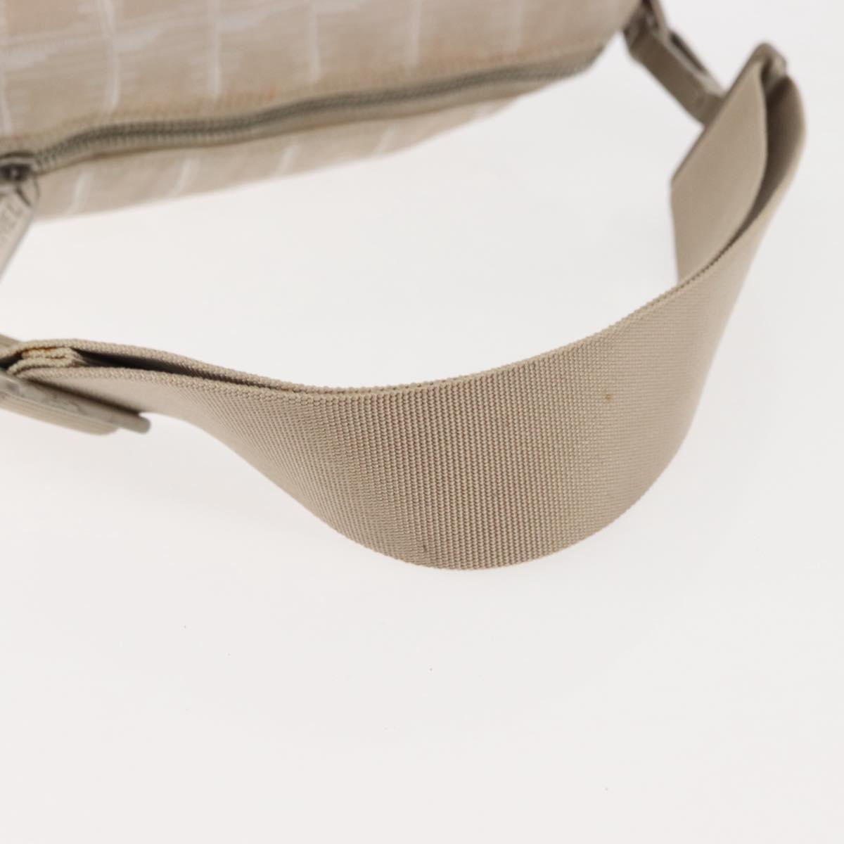 CHANEL New Travel Line Shoulder Bag Nylon Beige CC Auth 146622