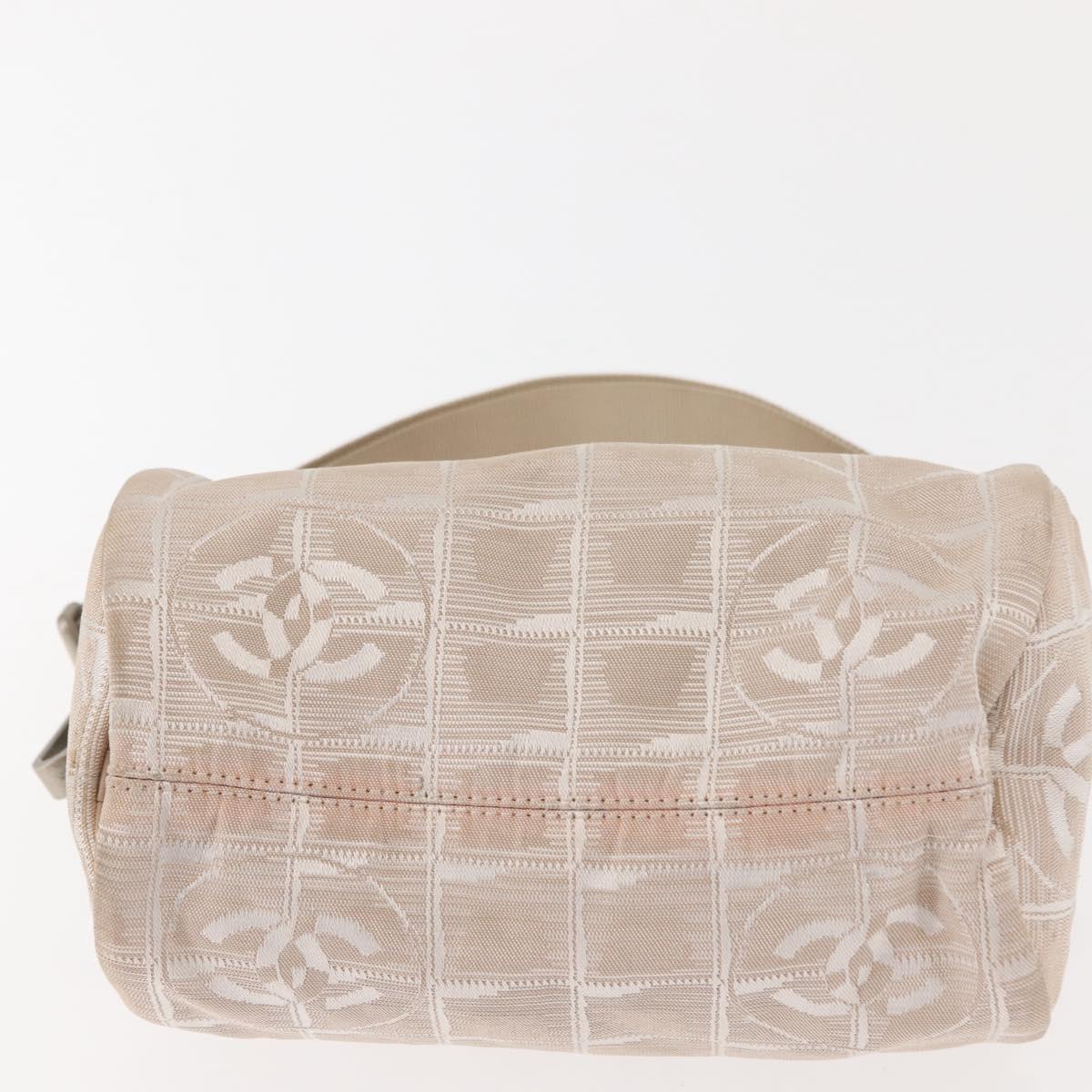 CHANEL New Travel Line Shoulder Bag Nylon Beige CC Auth 146622