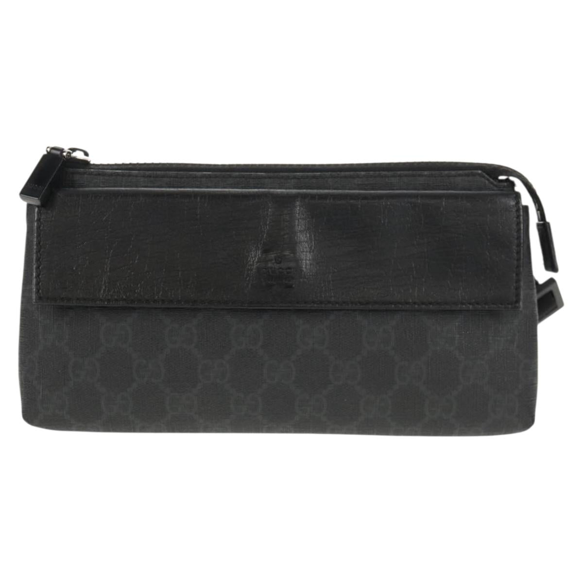 GUCCI GG Supreme Waist bag PVC Black Silver 161833 Auth 146624V