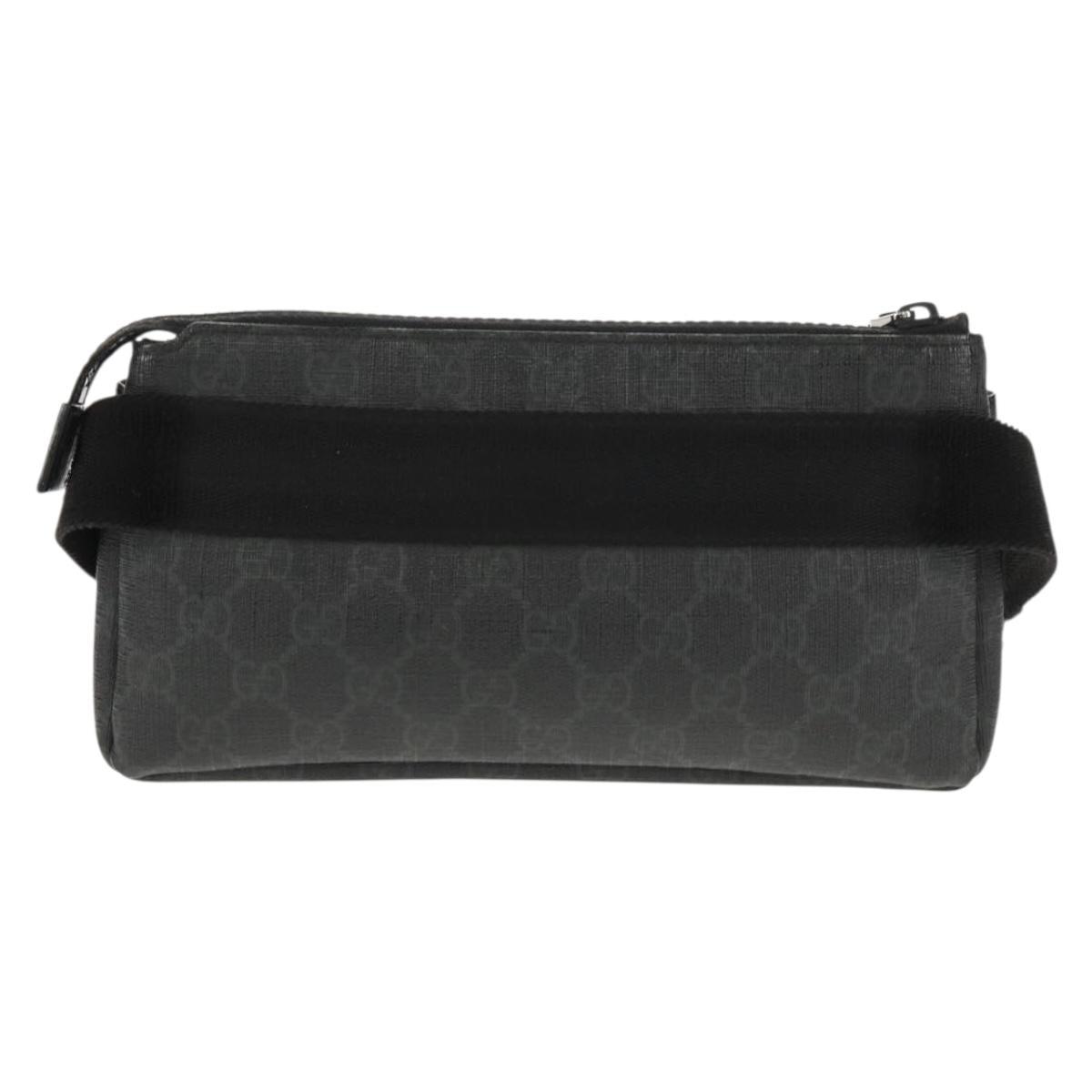 GUCCI GG Supreme Waist bag PVC Black Silver 161833 Auth 146624V