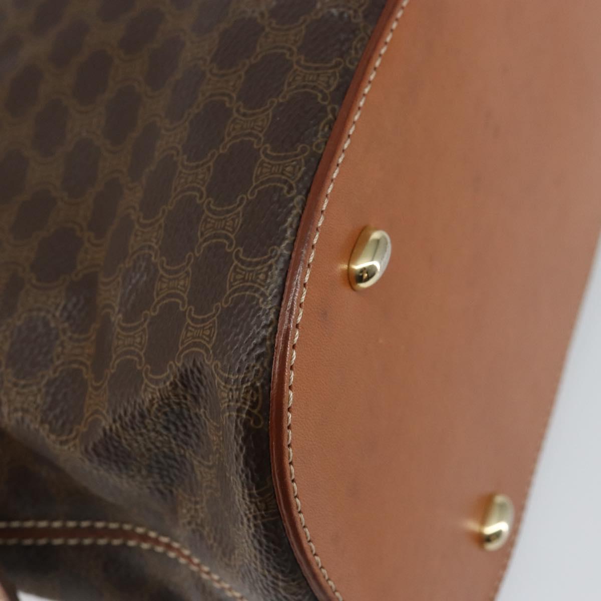 CELINE Macadam Canvas Hand Bag PVC Leather Brown Gold Auth 146628