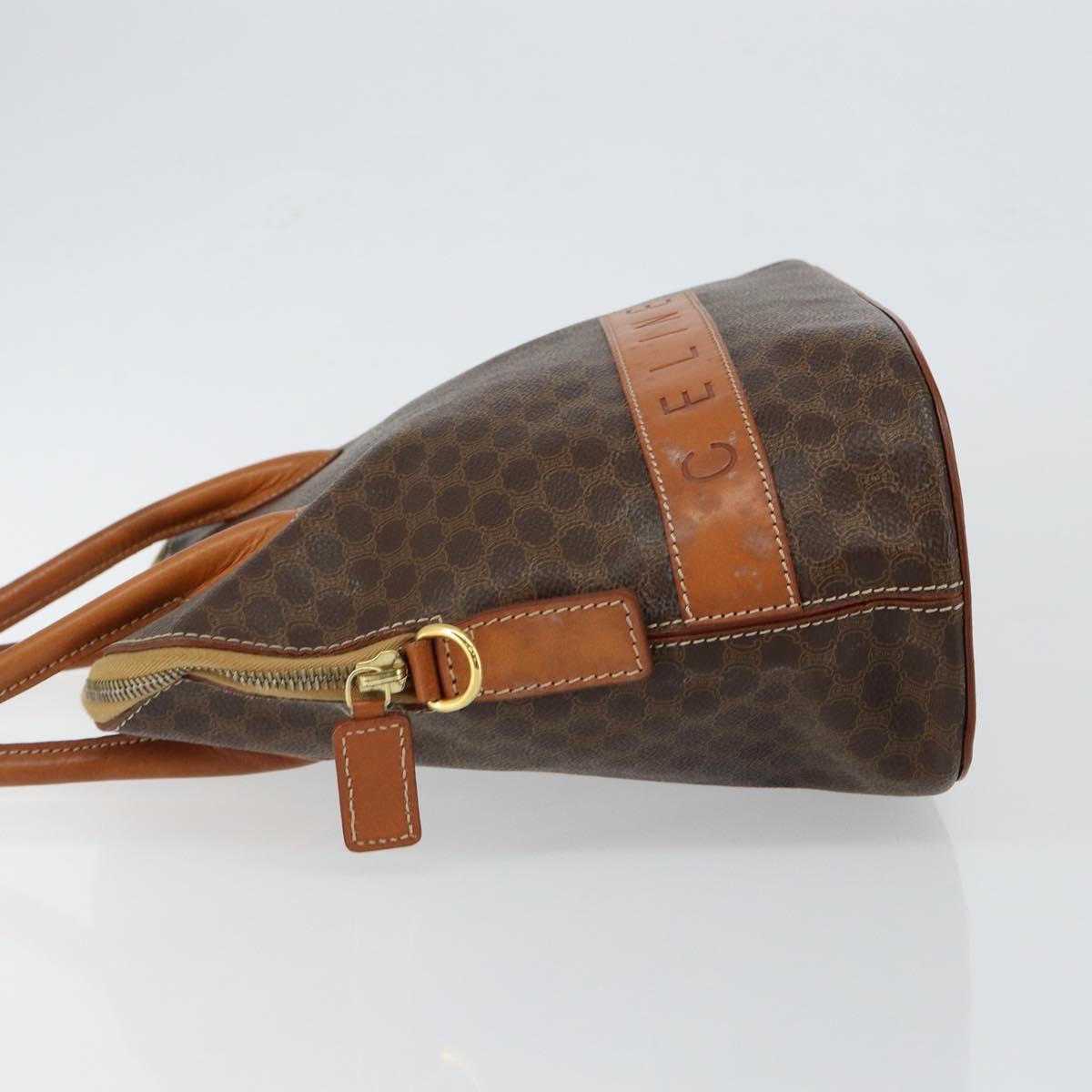 CELINE Macadam Canvas Hand Bag PVC Leather Brown Gold Auth 146628