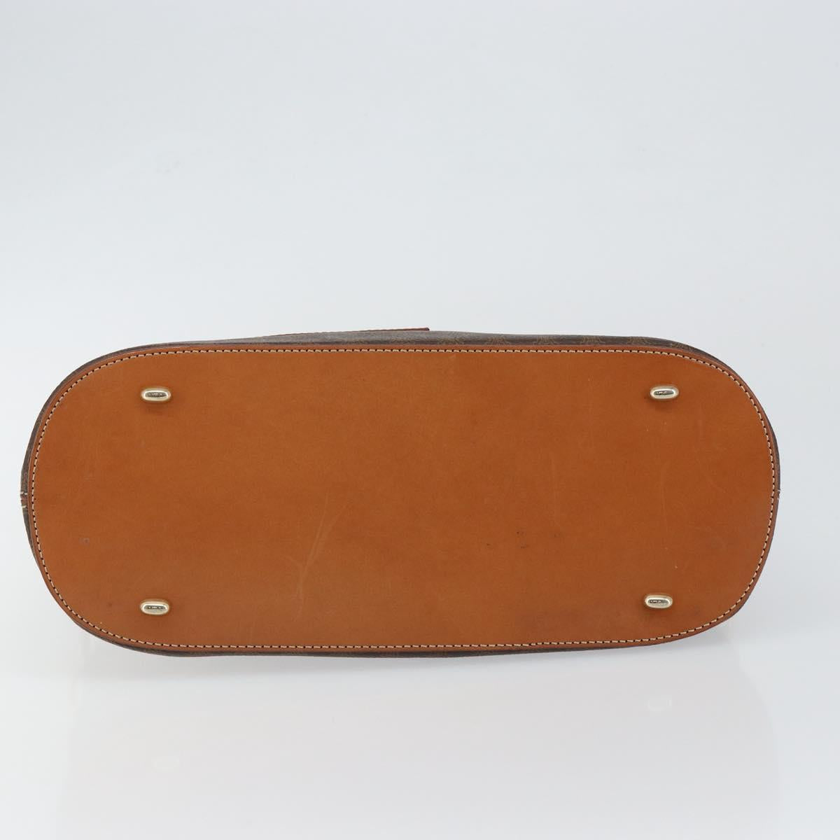 CELINE Macadam Canvas Hand Bag PVC Leather Brown Gold Auth 146628