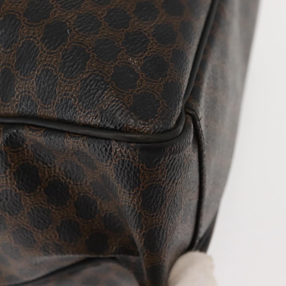 CELINE Macadam Canvas Tote Bag PVC Leather Black Gold Auth 146629