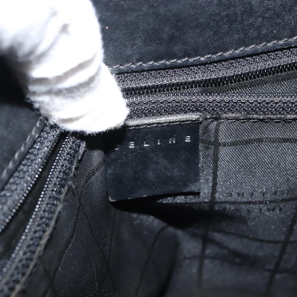 CELINE Macadam Canvas Tote Bag PVC Leather Black Gold Auth 146629