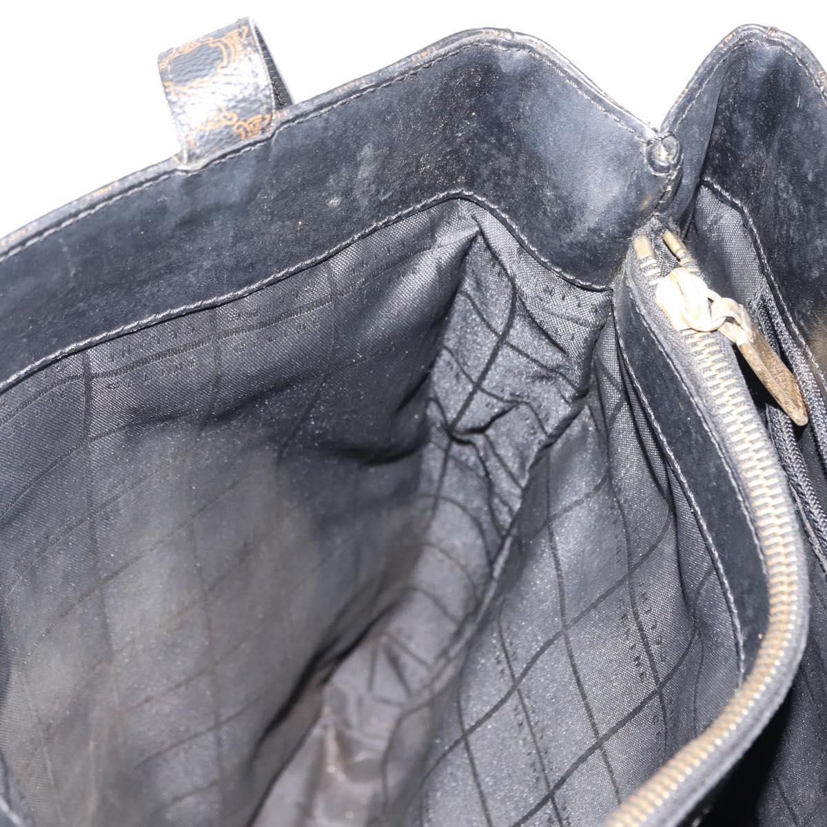 CELINE Macadam Canvas Tote Bag PVC Leather Black Gold Auth 146629