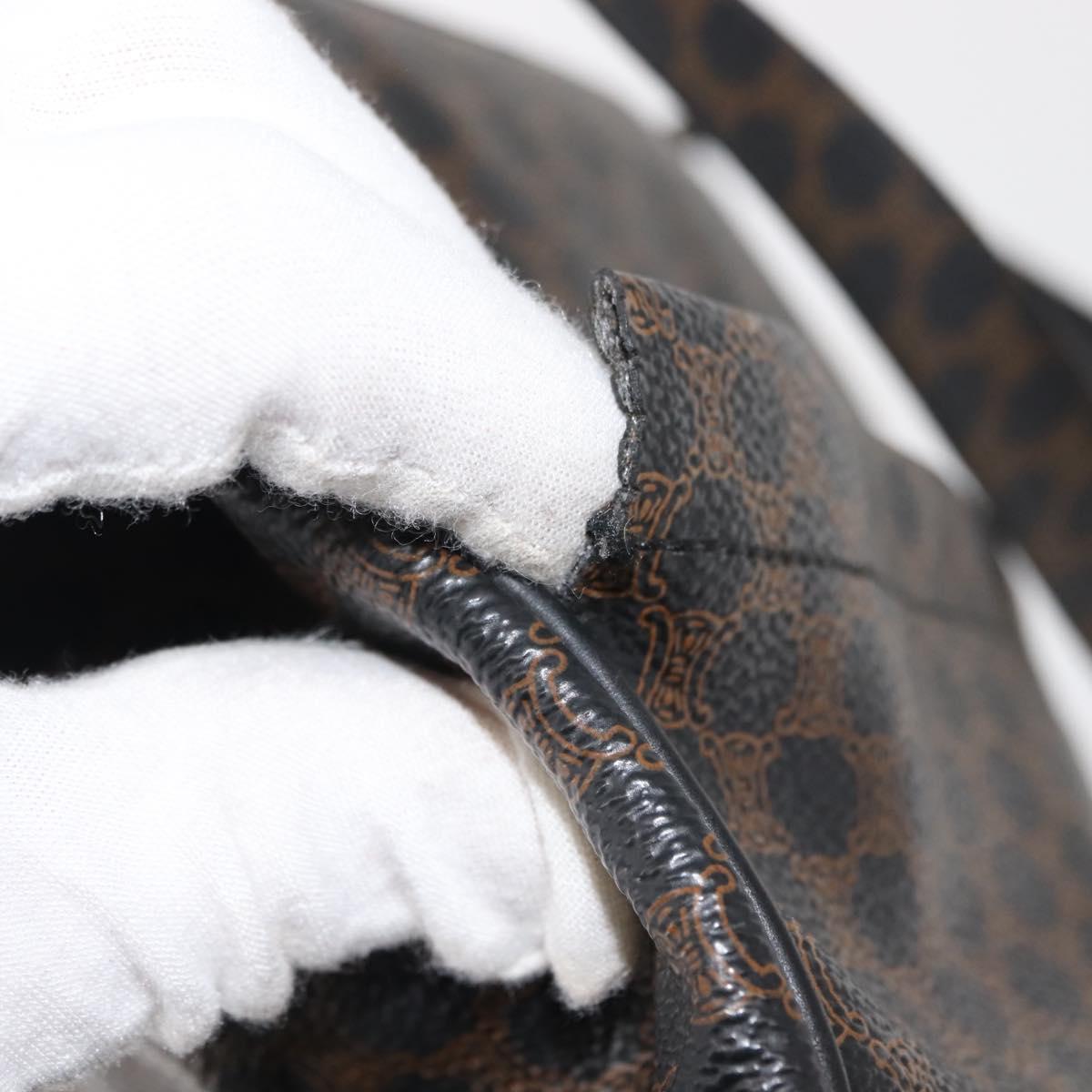 CELINE Macadam Canvas Tote Bag PVC Leather Black Gold Auth 146629