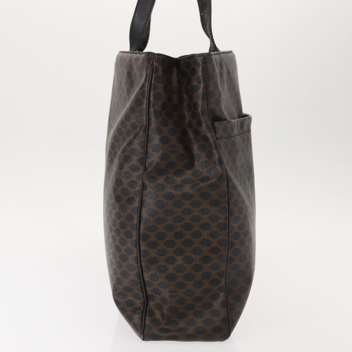 CELINE Macadam Canvas Tote Bag PVC Leather Black Gold Auth 146629