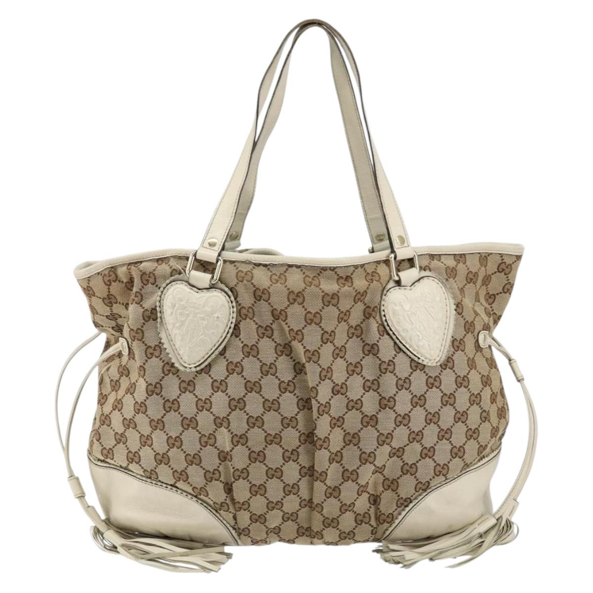 GUCCI GG Canvas Tote Bag Beige Gold 211954 Auth 146633