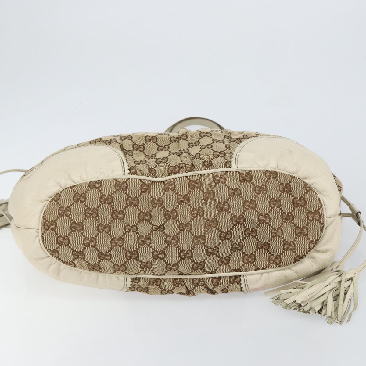 GUCCI GG Canvas Tote Bag Beige Gold 211954 Auth 146633