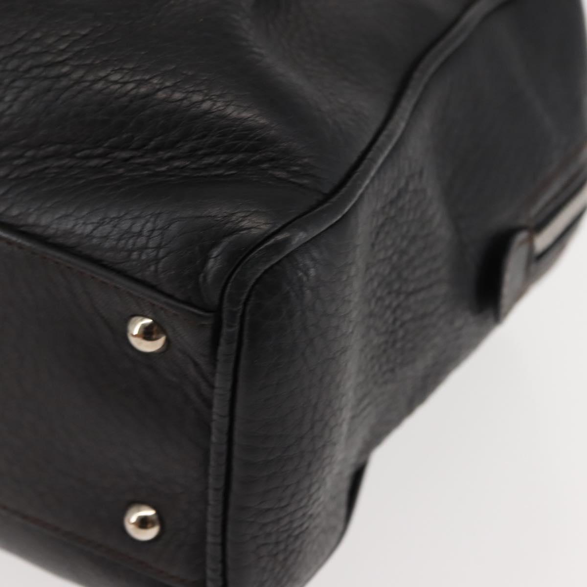 Salvatore Ferragamo Gancini Shoulder Bag Leather Black Silver Auth 146635