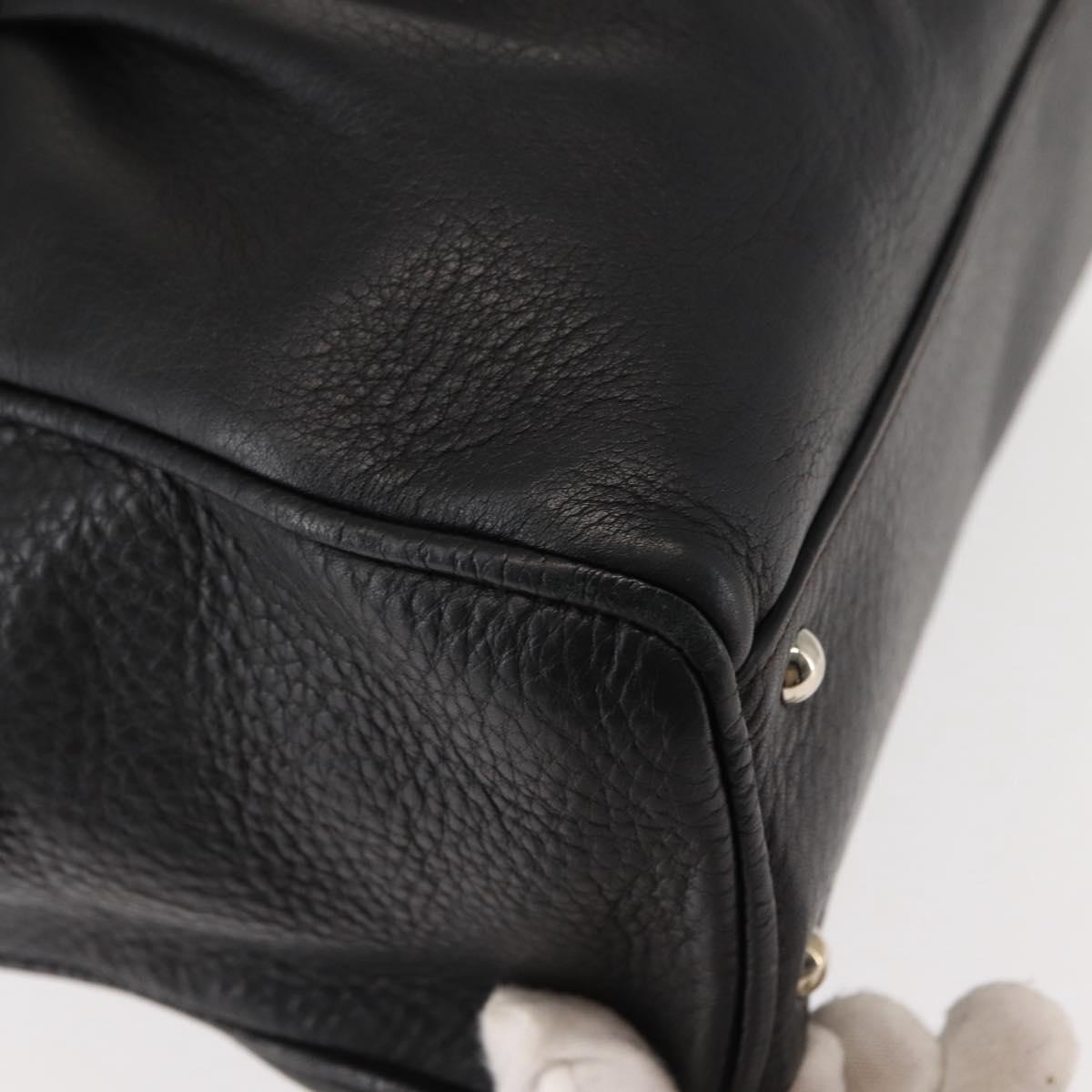 Salvatore Ferragamo Gancini Shoulder Bag Leather Black Silver Auth 146635