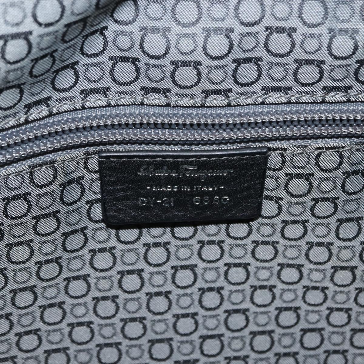 Salvatore Ferragamo Gancini Shoulder Bag Leather Black Silver Auth 146635