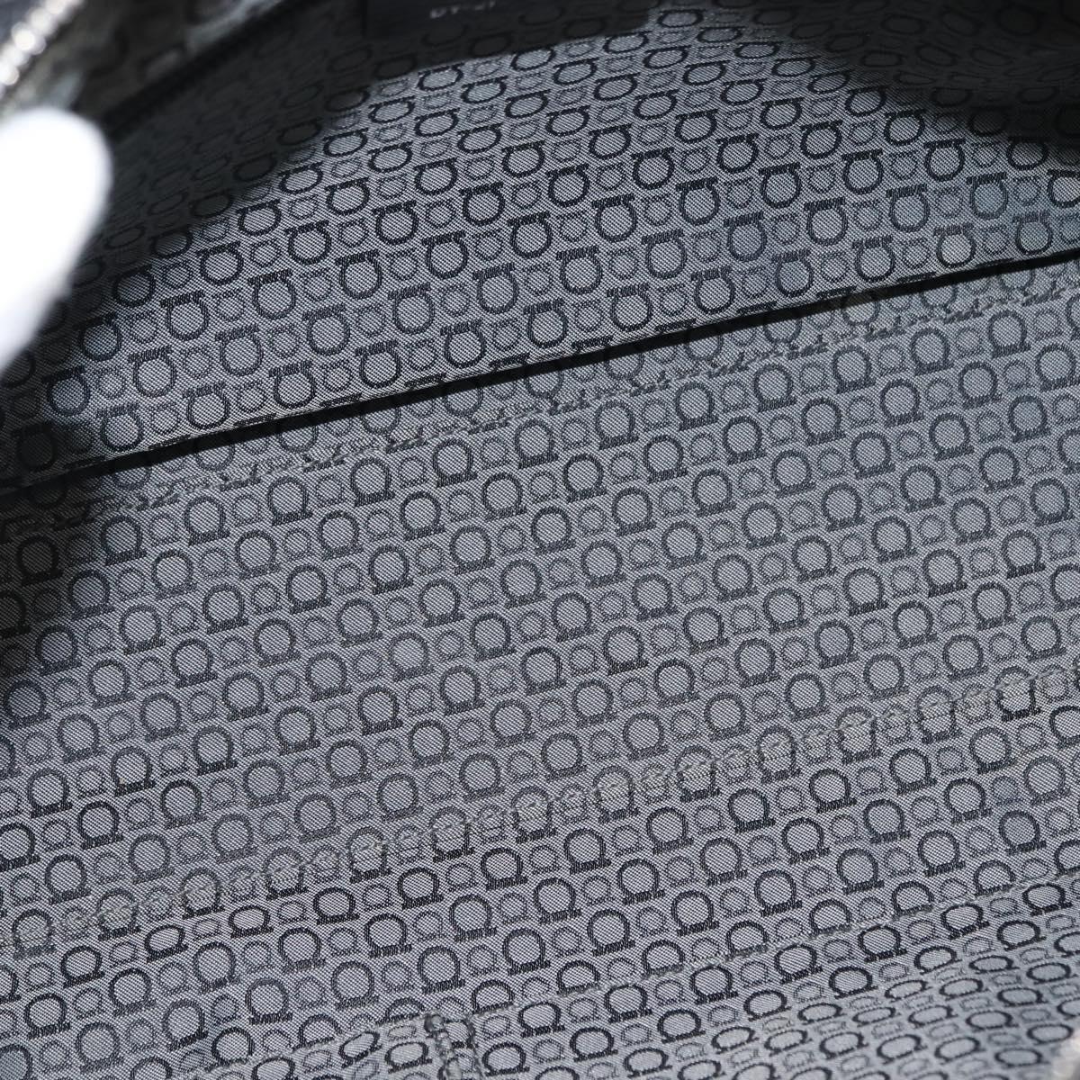 Salvatore Ferragamo Gancini Shoulder Bag Leather Black Silver Auth 146635