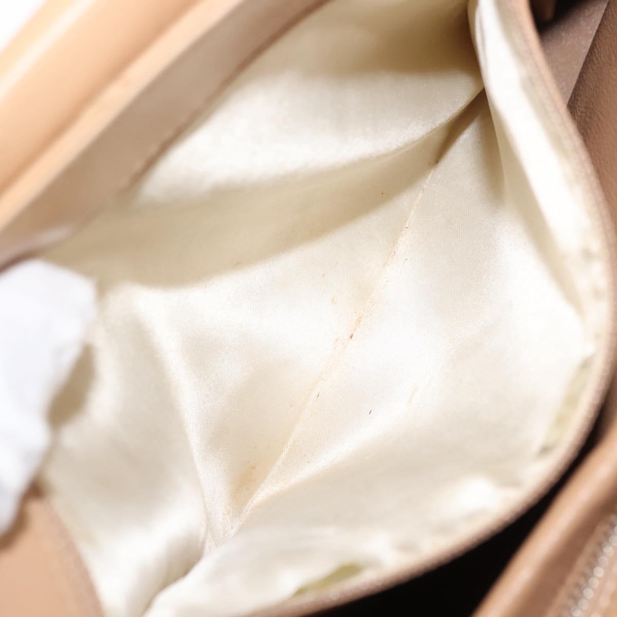 CHANEL Bicolore Shoulder Bag Lamb Skin Beige Silver CC Auth 146639