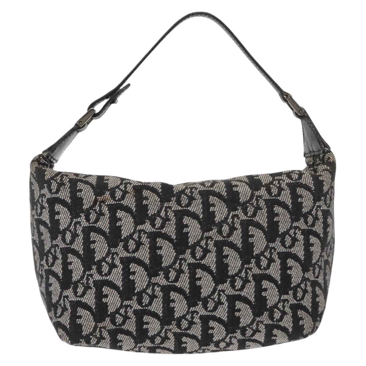 Christian Dior Trotter Canvas Shoulder Bag Black Auth 146645