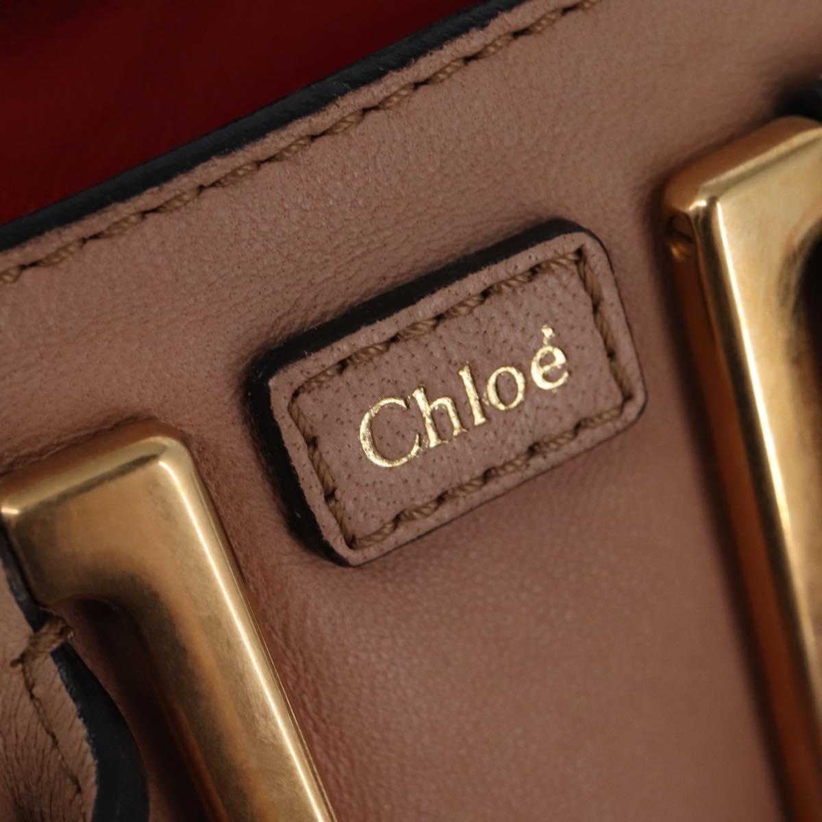 Chloe Etel Hand Bag Leather 2way Pink Gold Auth 146649