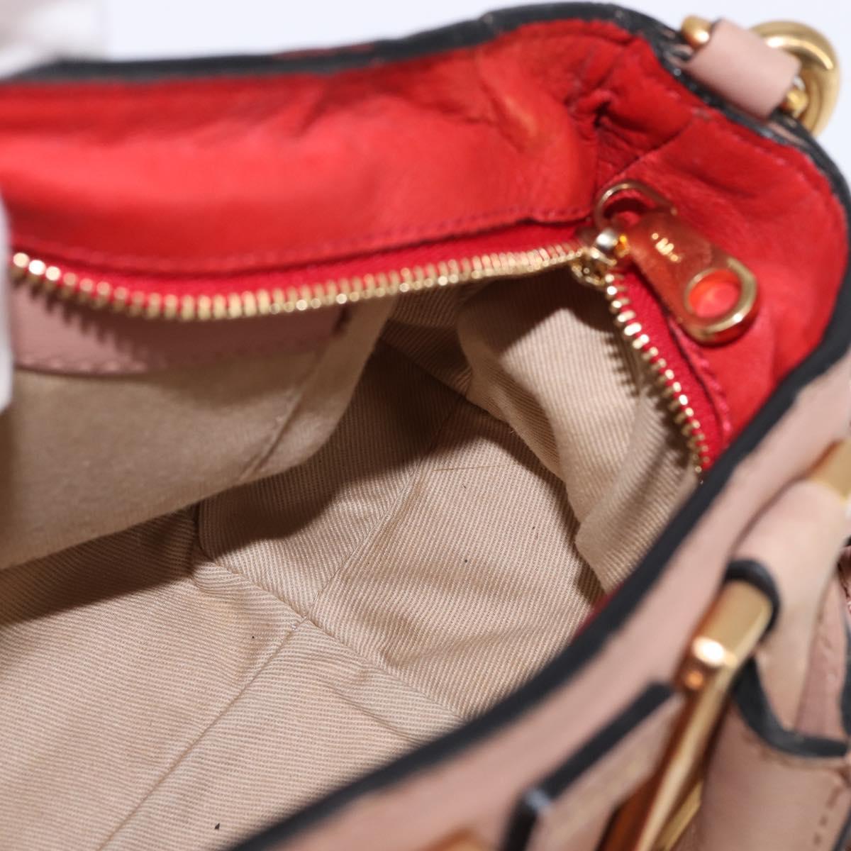 Chloe Etel Hand Bag Leather 2way Pink Gold Auth 146649