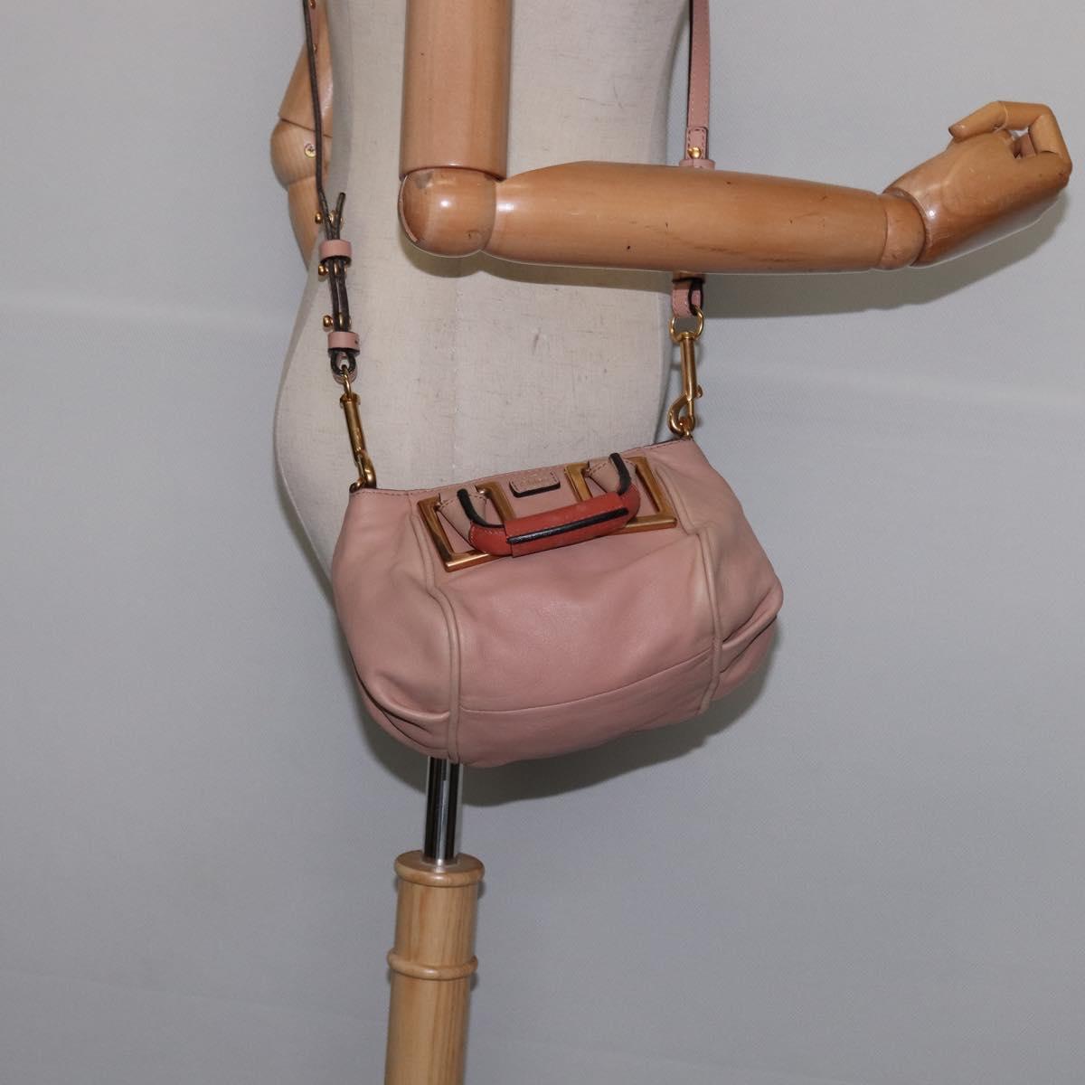 Chloe Etel Hand Bag Leather 2way Pink Gold Auth 146649