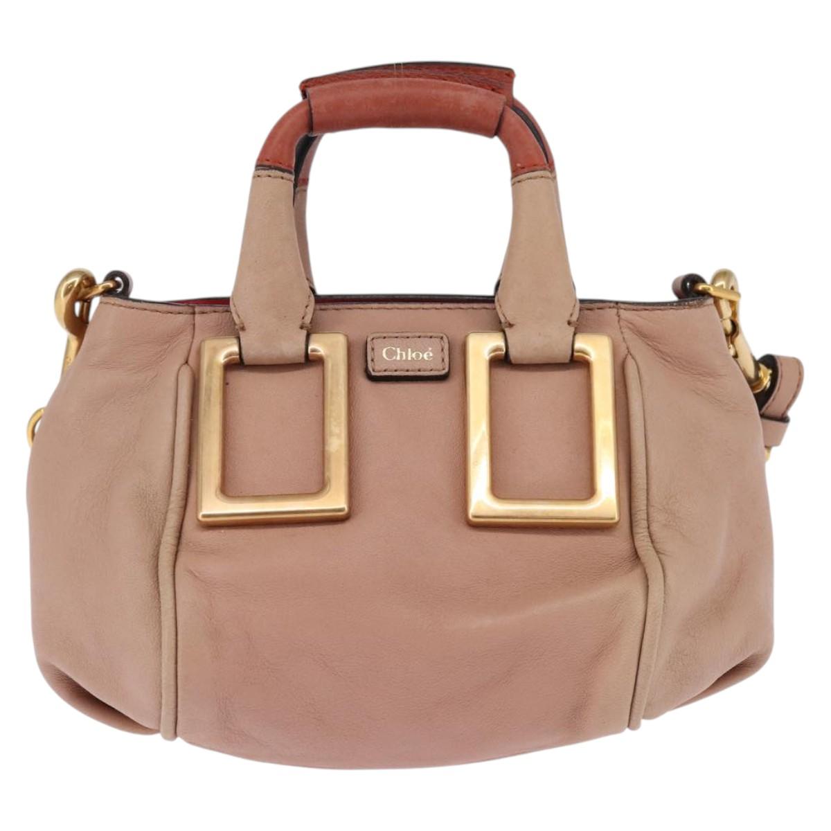 Chloe Etel Hand Bag Leather 2way Pink Gold Auth 146649