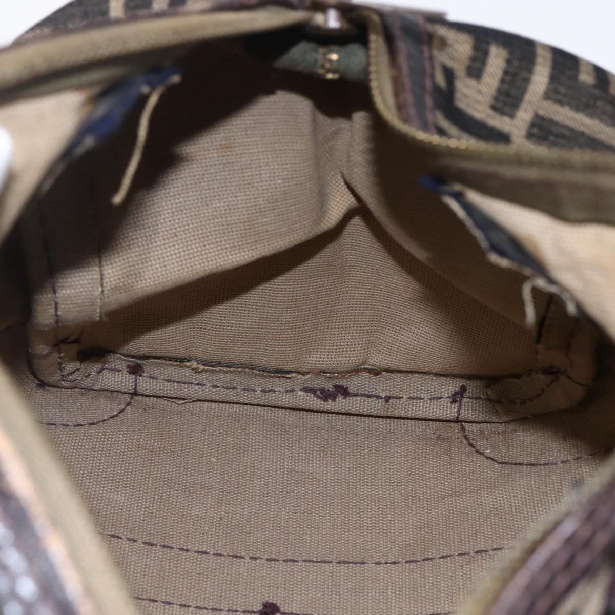 FENDI Zucca Canvas Hand Bag Black Brown Auth 146650