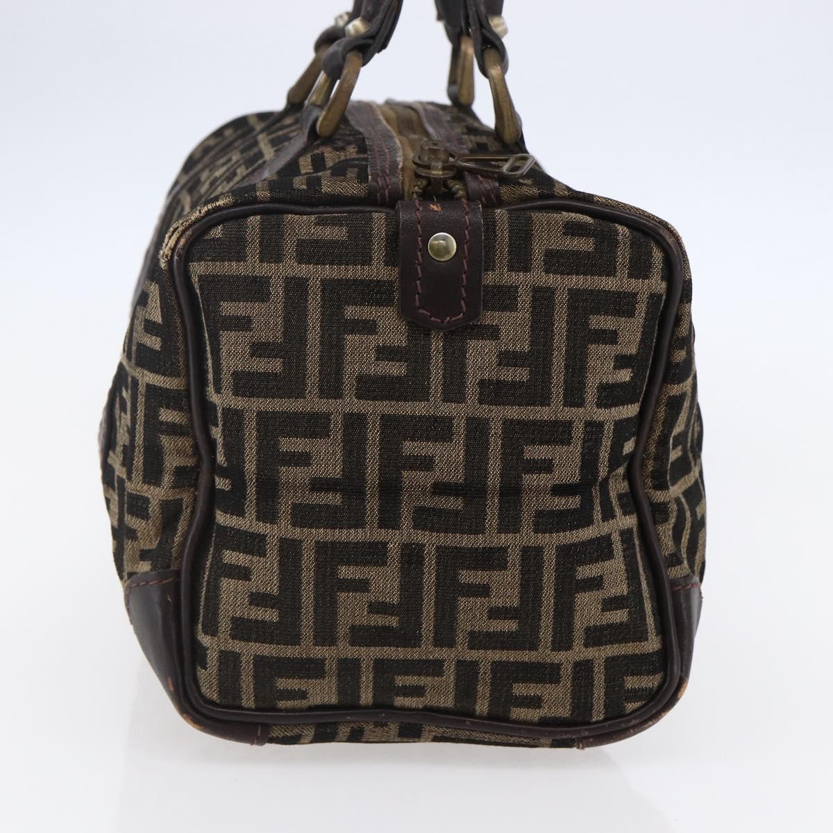 FENDI Zucca Canvas Hand Bag Black Brown Auth 146650
