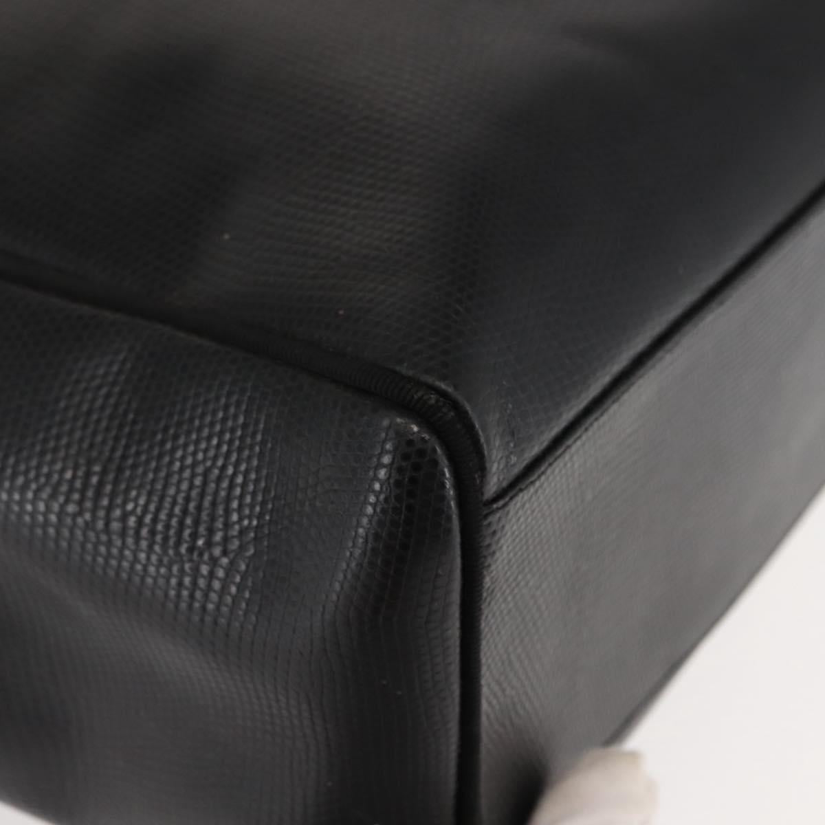 Salvatore Ferragamo Vala Tote Bag Croco Embossing Black Gold Auth 146655