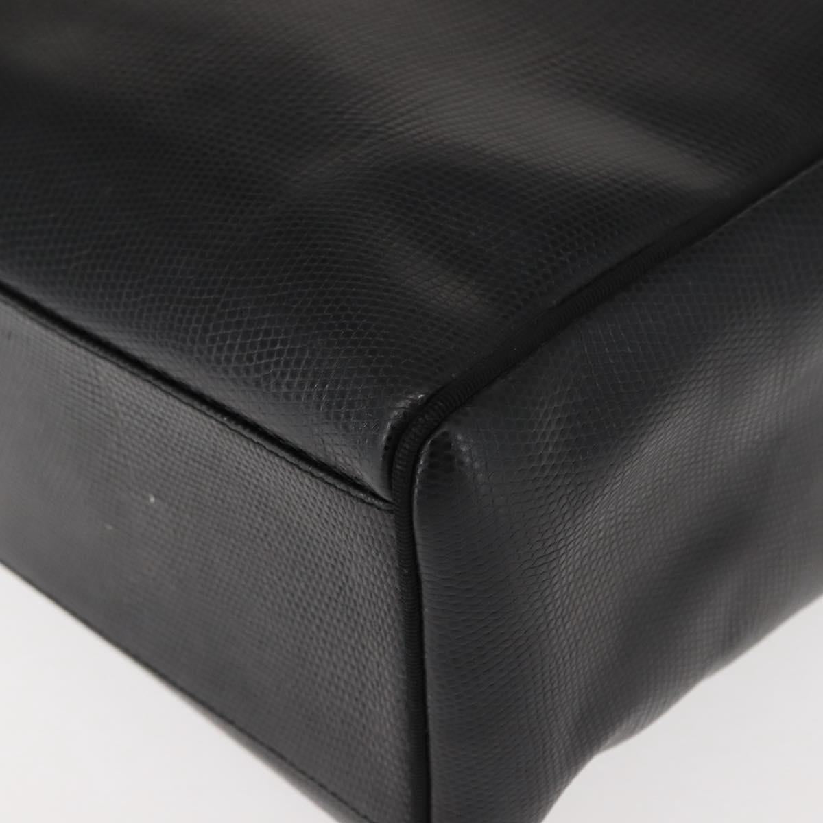 Salvatore Ferragamo Vala Tote Bag Croco Embossing Black Gold Auth 146655