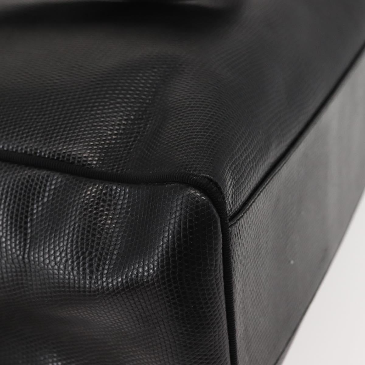 Salvatore Ferragamo Vala Tote Bag Croco Embossing Black Gold Auth 146655