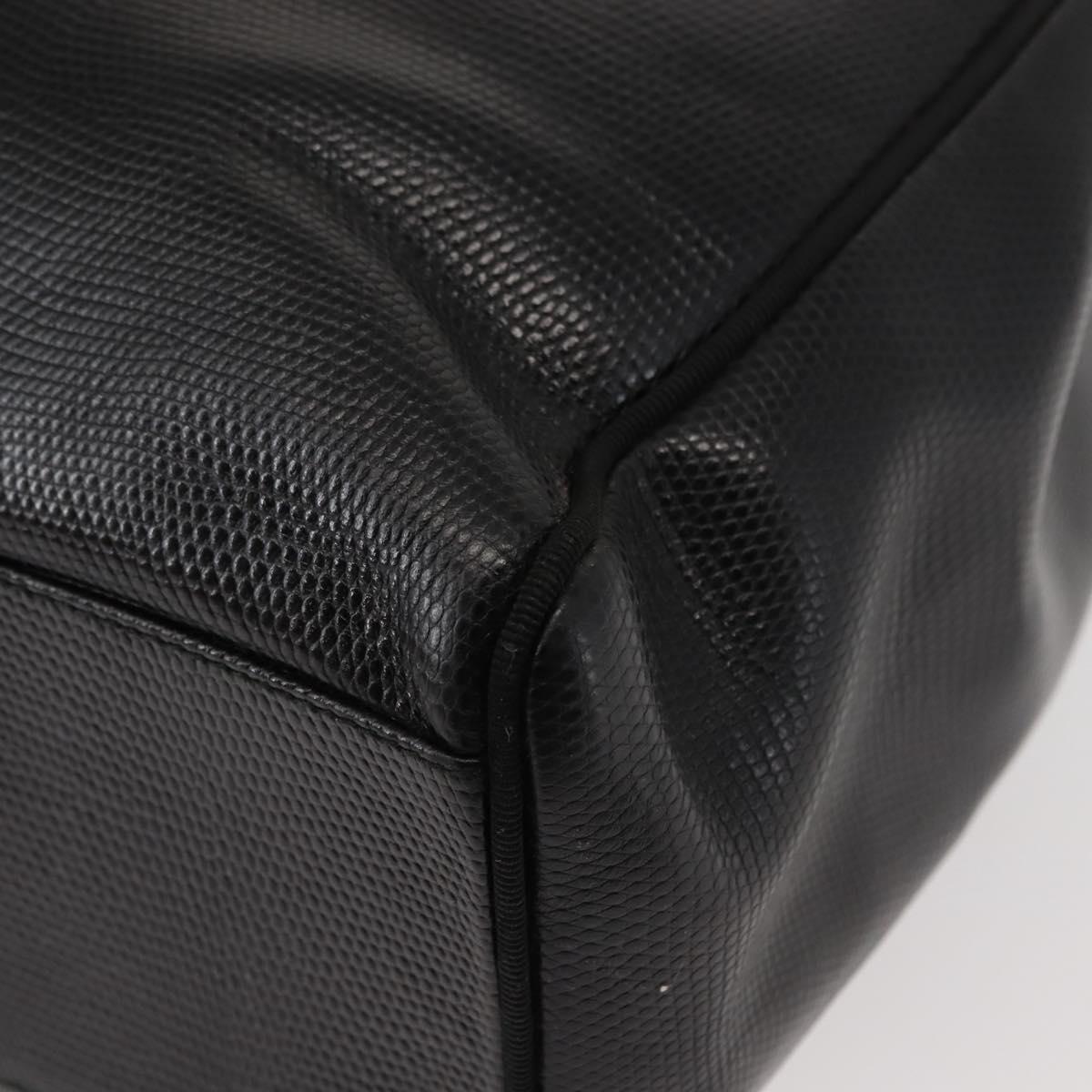 Salvatore Ferragamo Vala Tote Bag Croco Embossing Black Gold Auth 146655