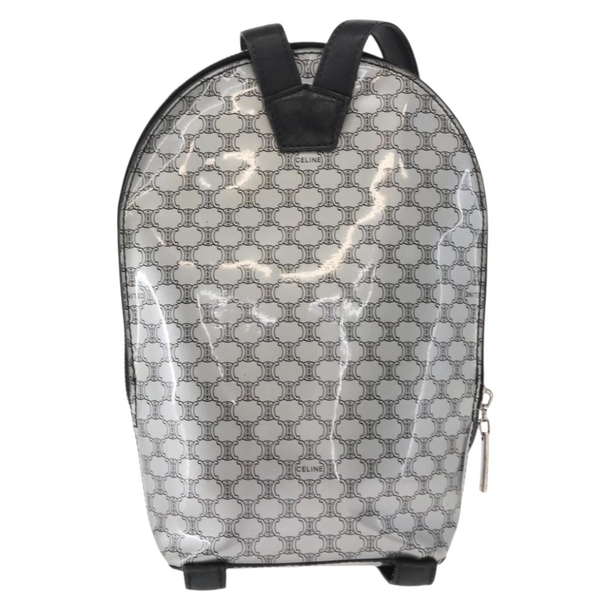 CELINE Macadam Canvas Backpack Silver Auth 146658