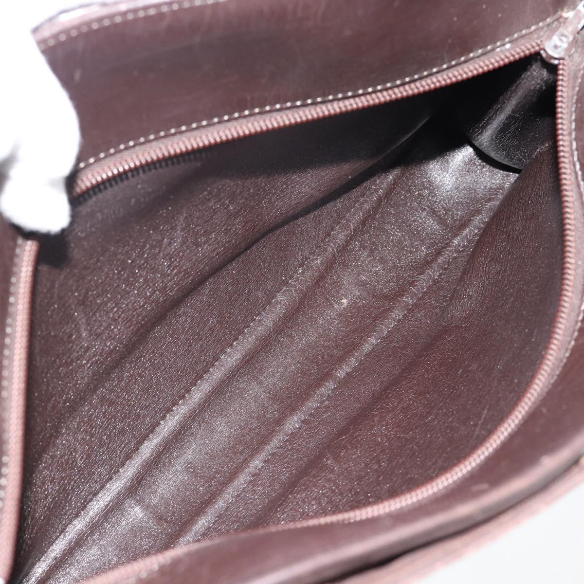 Christian Dior Trotter Canvas Shoulder Bag Brown Gold Auth 146664