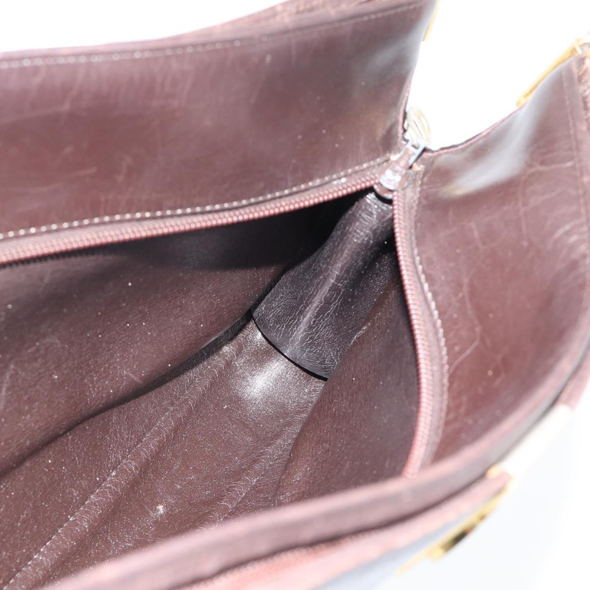 Christian Dior Trotter Canvas Shoulder Bag Brown Gold Auth 146664
