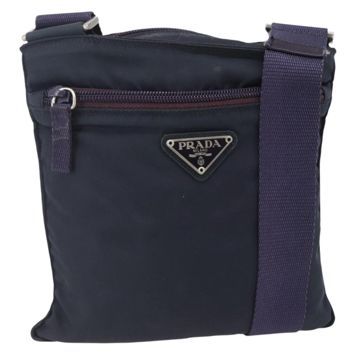PRADA Shoulder Bag Nylon Purple Silver Auth 146670