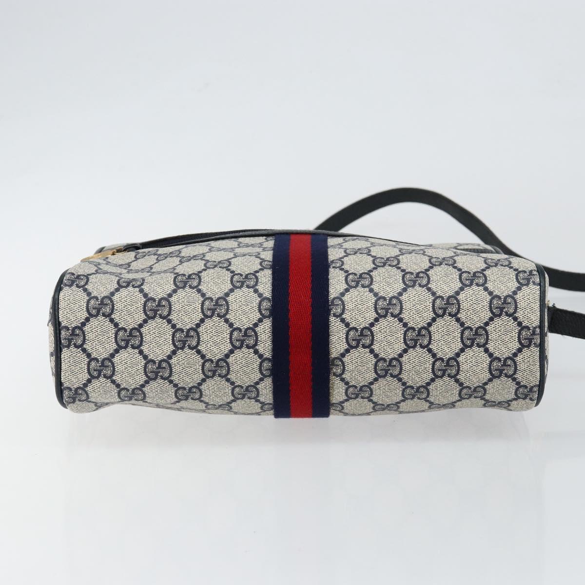 GUCCI GG Supreme Sherry Line Shoulder Bag PVC Navy Red 56 02 005 Auth 146673