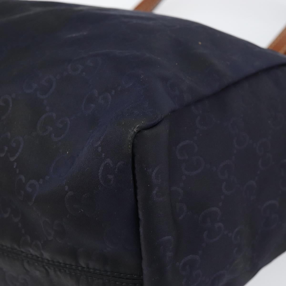 GUCCI GG Canvas Tote Bag Nylon Navy 282439 Auth 146676