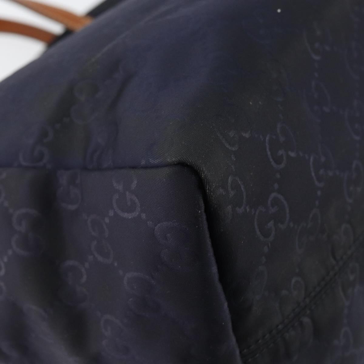 GUCCI GG Canvas Tote Bag Nylon Navy 282439 Auth 146676
