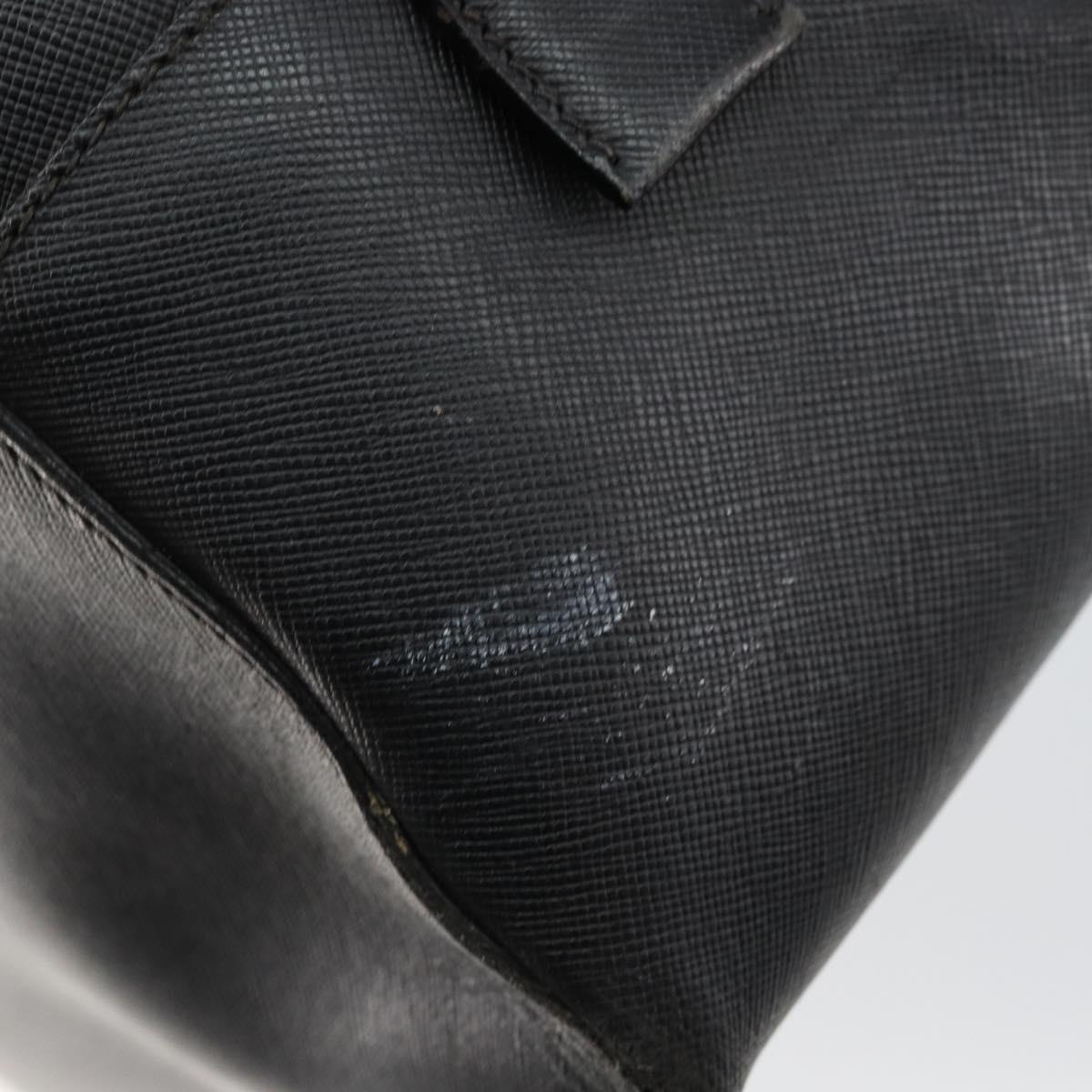 PRADA Hand Bag Safiano leather Black Gold Auth 146677