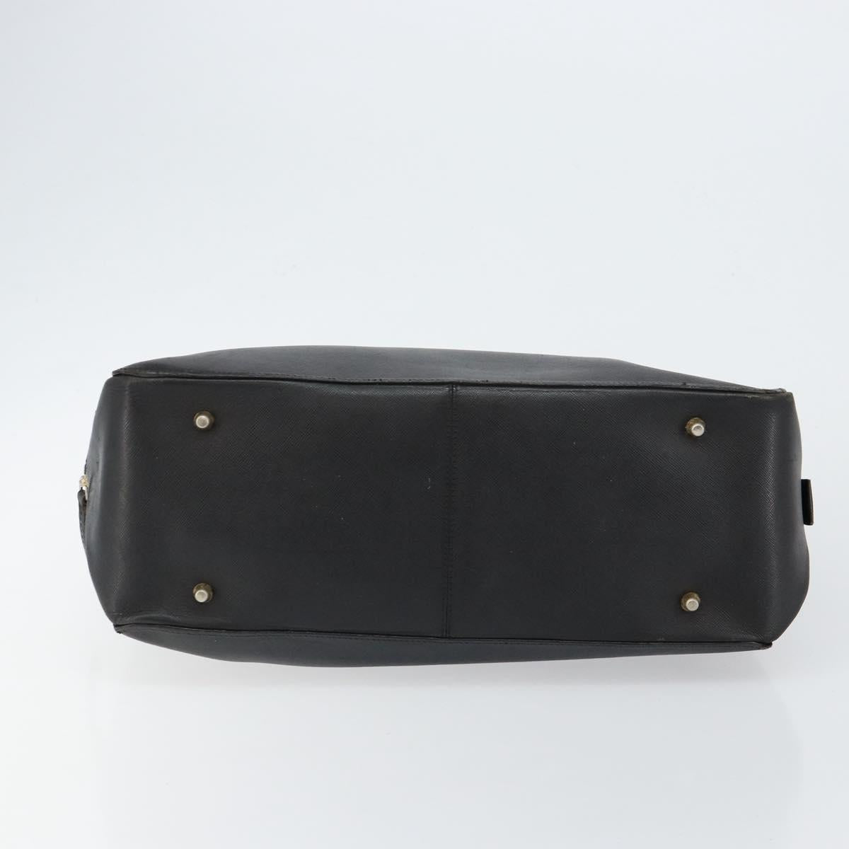 PRADA Hand Bag Safiano leather Black Gold Auth 146677